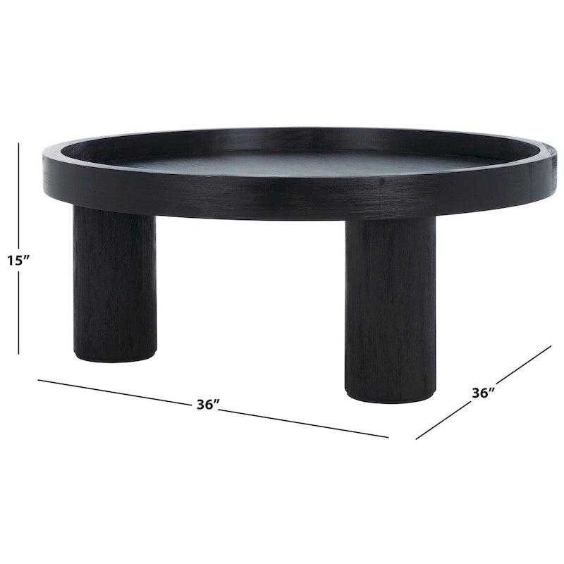 Tavolino rotondo a 3 gambe, bianco lavato/marrone/nero, per 1