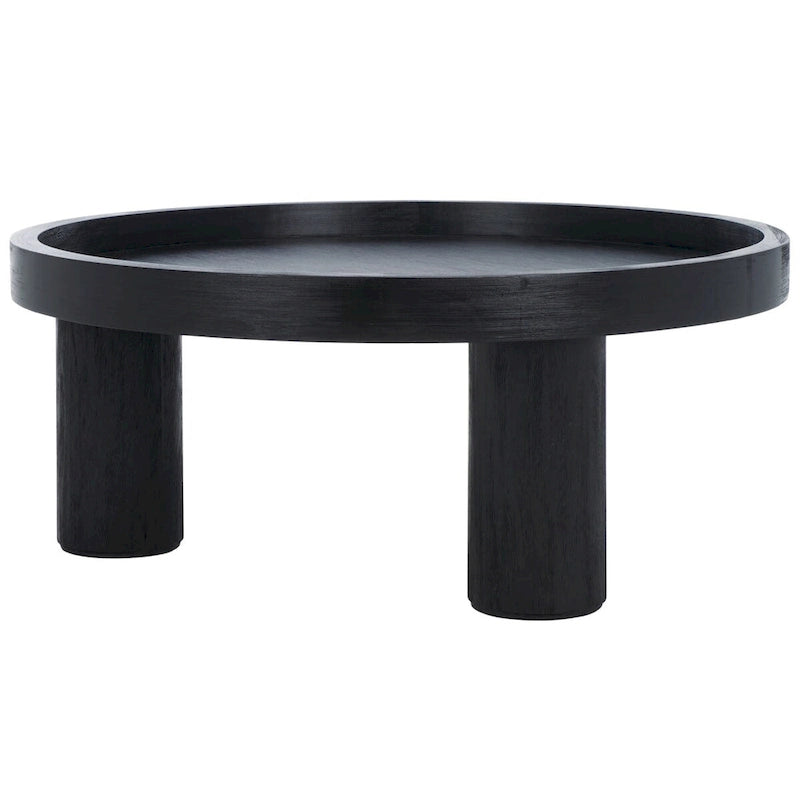 Tavolino rotondo a 3 gambe, bianco lavato/marrone/nero, per 1