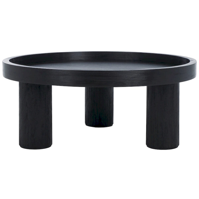 Tavolino rotondo a 3 gambe, bianco lavato/marrone/nero, per 1