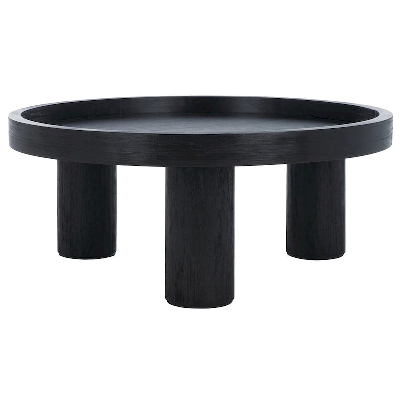 Tavolino rotondo a 3 gambe, bianco lavato/marrone/nero, per 1