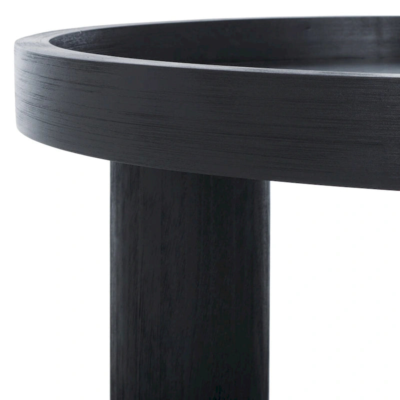 Tavolino rotondo a 3 gambe, bianco lavato/marrone/nero, per 1