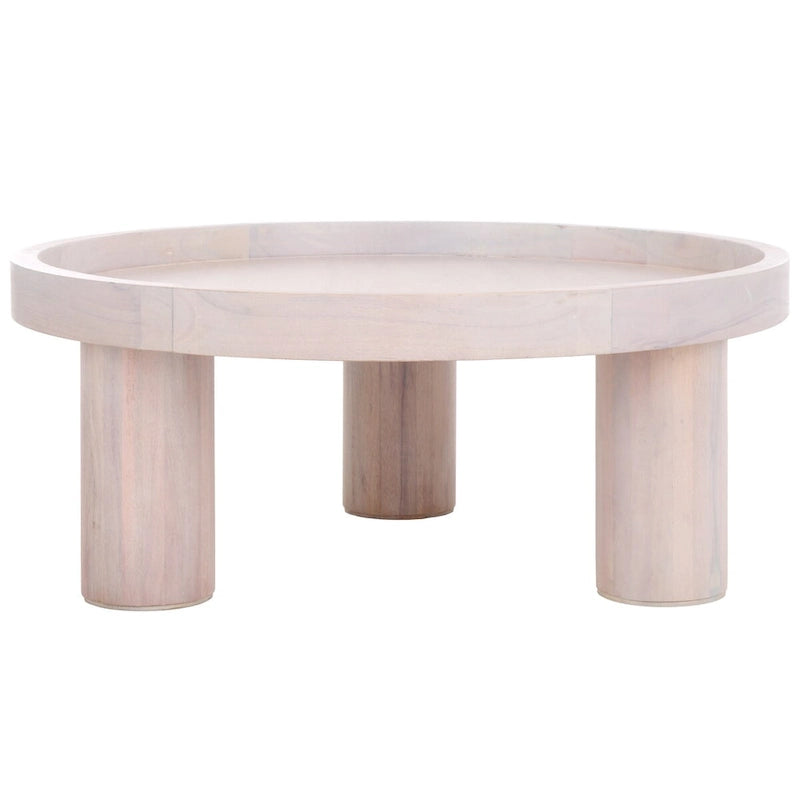Tavolino rotondo a 3 gambe, bianco lavato/marrone/nero, per 1
