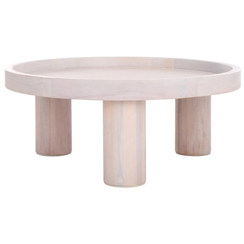 Tavolino rotondo a 3 gambe, bianco lavato/marrone/nero, per 1